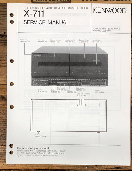 Kenwood X-711 Cassette  Service Manual *Original*