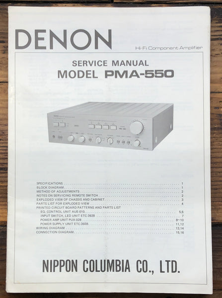 Denon PMA-550 Amplifier  Service Manual *Original*