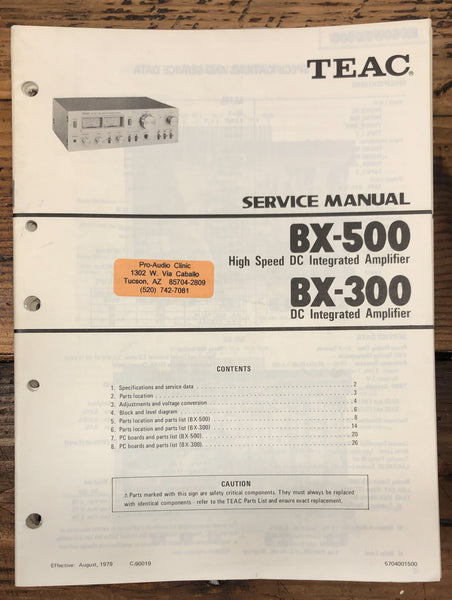 Teac BX-300 BX-500 Amplifier  Service Manual *Original*
