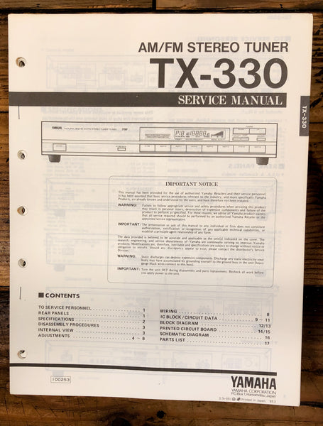 Yamaha TX-330 Tuner  Service Manual *Original*