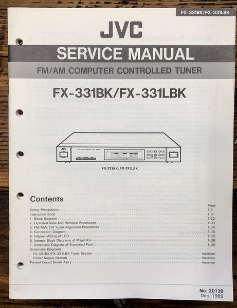 JVC FX-331 BK LBK Tuner  Service Manual *Original*