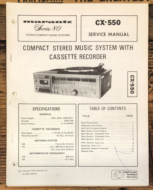 Marantz CX-550 Turntable / Stereo Service Manual *Original*