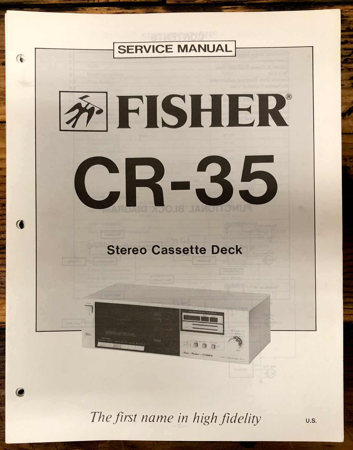 Fisher CR-35 Cassette Deck  Service Manual *Original*