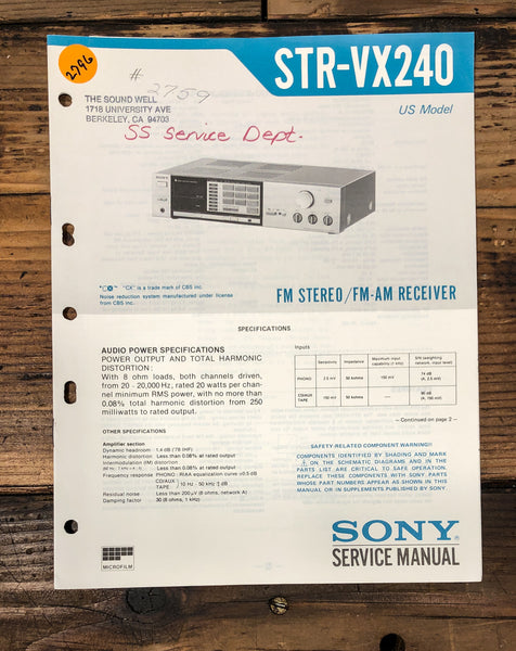 Sony STR-VX240 Receiver Service Manual *Original*