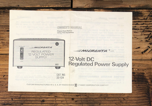 Micranta 22-124 Power Supply Owners / User Manual *Original*