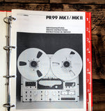 Studer / Revox PR-99 PR99 MK1 MK2 Reel to Reel Service Manual *Original*