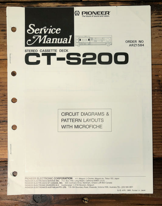 Pioneer CT-S200 Cassette Deck Service Manual *Original*