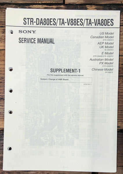 Sony STR-DA80ES TA-V88ES TA-VA80ES Receiver Supp. Service Manual *Original*