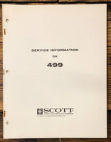 Scott Model 499 Receiver  Service Manual *Original*