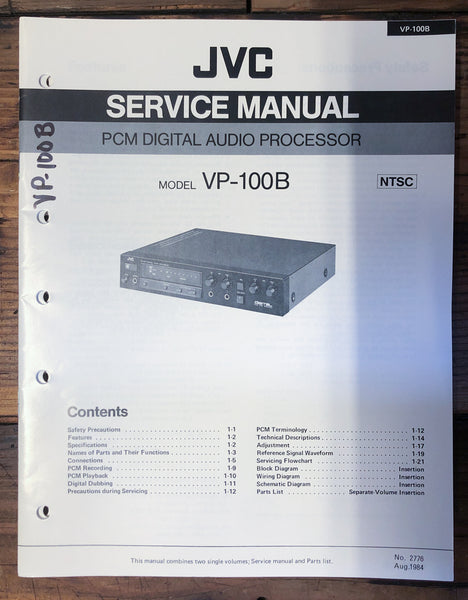 JVC VP-100B Processor  Service Manual *Original*