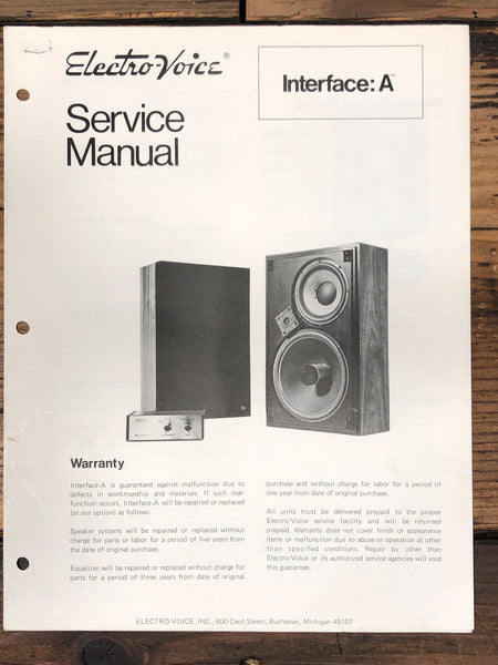 Electrovoice Interface A Speaker Service Manual *Original*