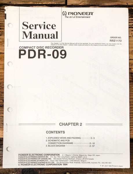 Pioneer PDR-9 CD Recorder Service Manual *Original*