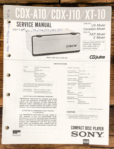 Sony CDX-A10 CDX-J10 XT-10 CD Player  Service Manual *Original*
