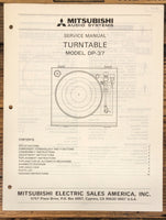 Mitsubishi DP-37 Record Player / Turntable  Service Manual *Original*