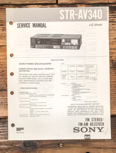 Sony STR-AV340 Receiver Service Manual *Original*