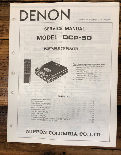 Denon DCP-50 Portable CD Player  Service Manual *Original*