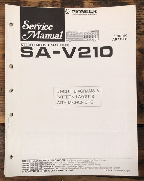 Pioneer SA-V210 Mixing Amplifier  Service Manual *Original*