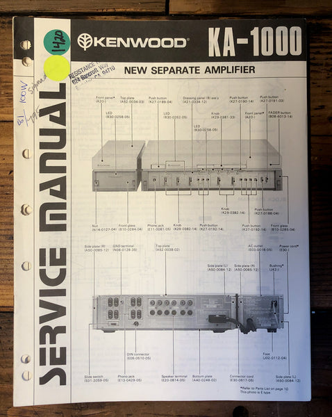 Kenwood KA-1000 Amplifier  Service Manual *Original*