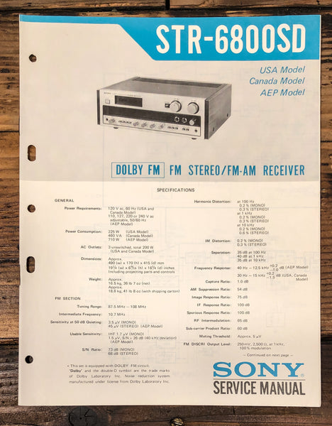 Sony STR-6800SD Receiver  Service Manual *Original*