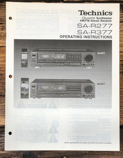Technics SA-R277 SA-R377 Receiver Owners / User Manual *Original*
