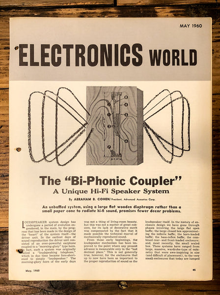 Electronics World May 1960 Bi-Phonic Coupler  4pg Article Brochure  *Original*