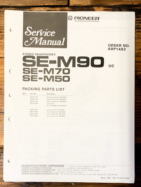 Pioneer SE-M50 -M70 -M90 Headphones  Service Manual *Original*