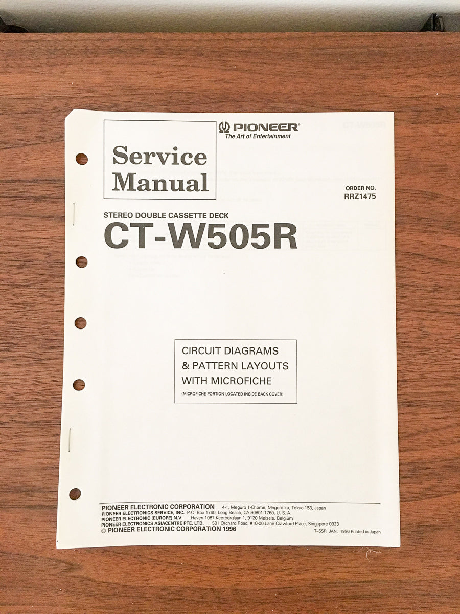 Pioneer CT-W505R Cassette Service Manual *Original*