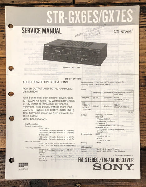 Sony STR-GX6ES STR-GX7ES Receiver  Service Manual *Original*