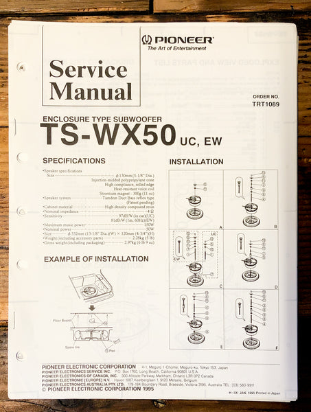 Pioneer TS-WX50 Subwoofer  Service Manual *Original*