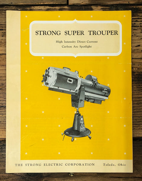 Strong Electric Corp. Super Trouper Arc Spotlight 3 pg Brochure  *Original*