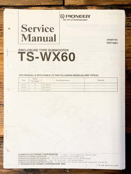 Pioneer TS-WX60 Speaker  Service Manual *Original*