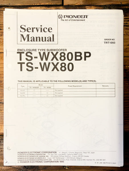 Pioneer TS-WX80 -WX80P Speaker  Service Manual *Original*