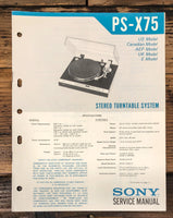 Sony PS-X75 Turntable Service Manual *Original*