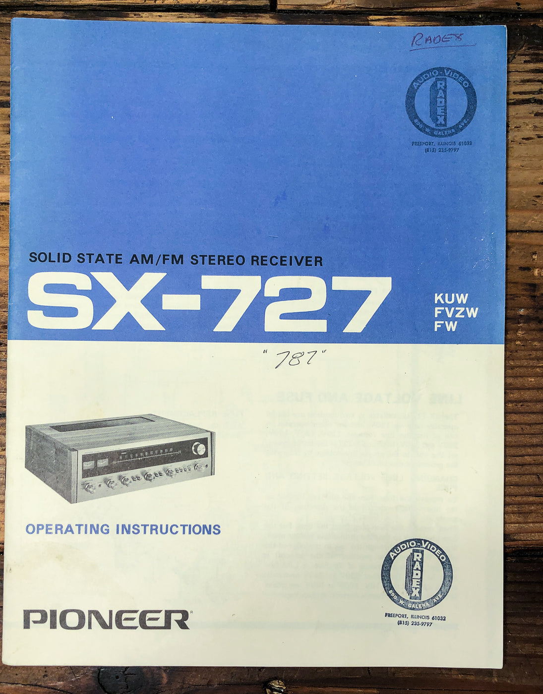Pioneer SX-727 Receiver Owners / User Manual *Original*
