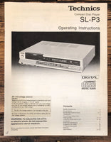 Technics SL-P3 CD Player Owners / User Manual *Original*