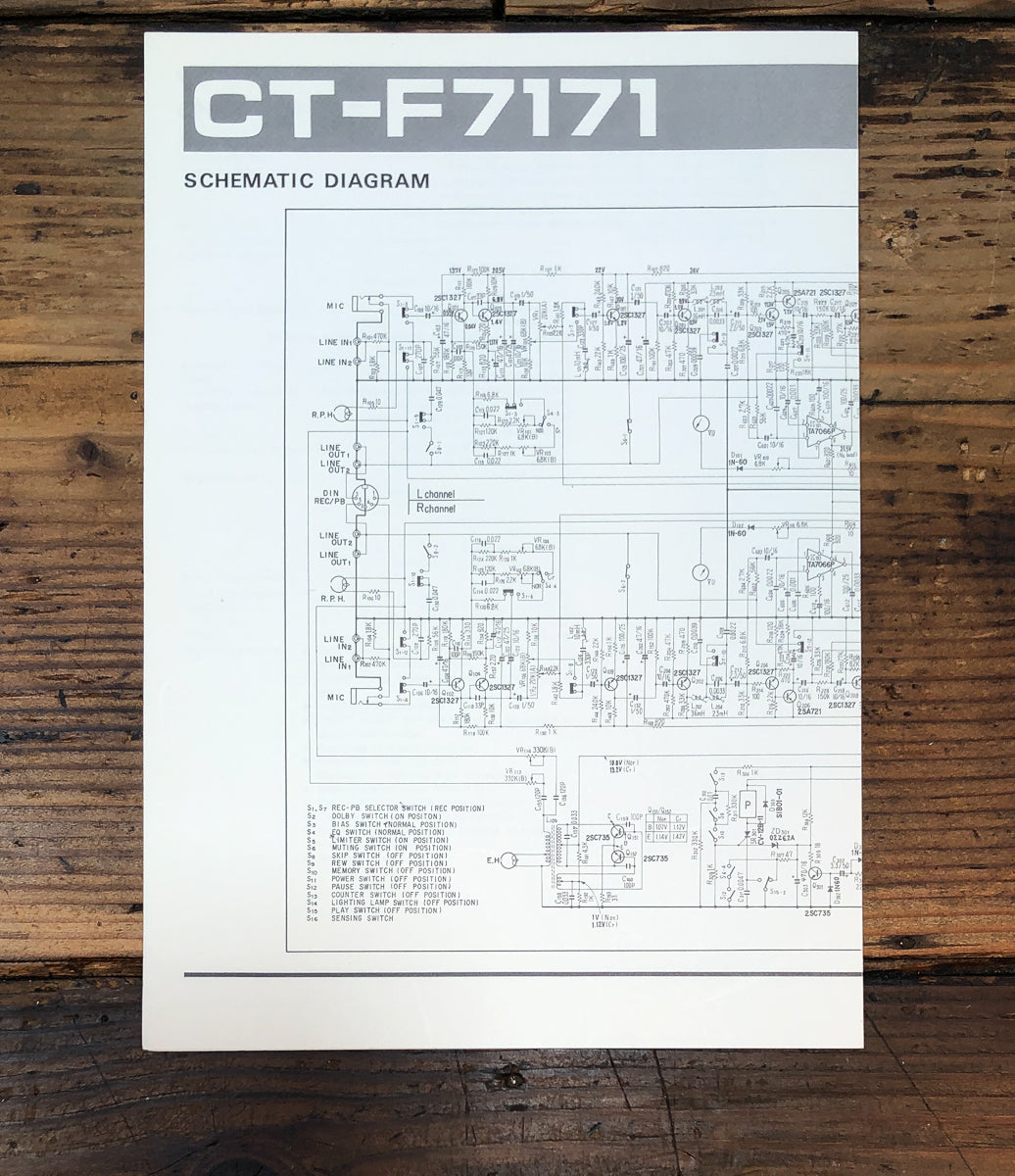 Pioneer CT-F7171 Cassette Fold Out Schematic *Original*