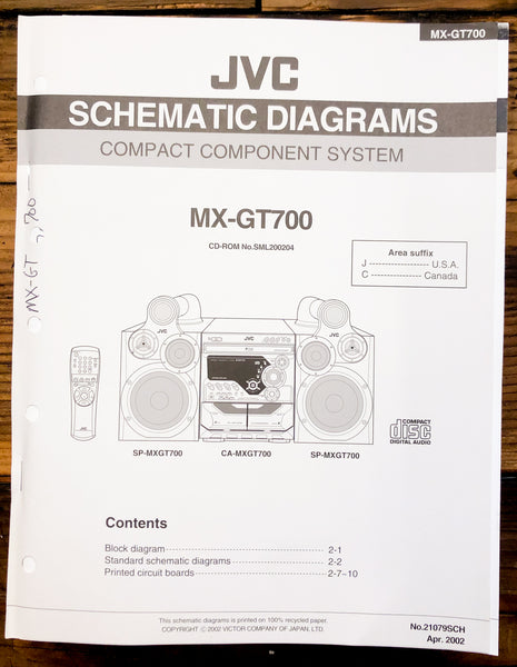 Sony MX-GT700 Stereo Schematic Diagram Service Manual *Original*