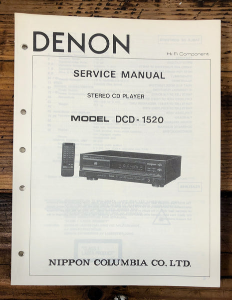 Denon DCD-1520 CD Player  Service Manual *Original*