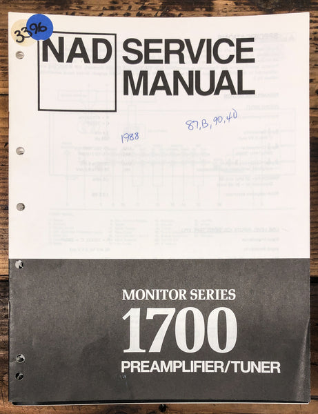 NAD Model 1700 Preamp / Preamplifier  Service Manual *Original*