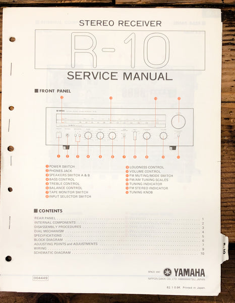 Yamaha R-10 Receiver  Service Manual *Original*