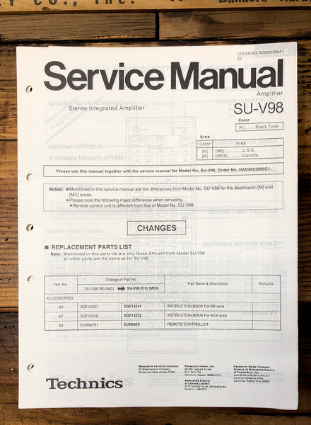 Technics SU-V96 Amplifier Supp. Service Manual *Original*