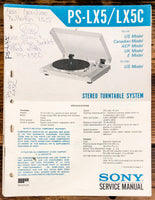 Sony PS-LX5 PS-LX5C Record Player / Turntable  Service Manual *Original*