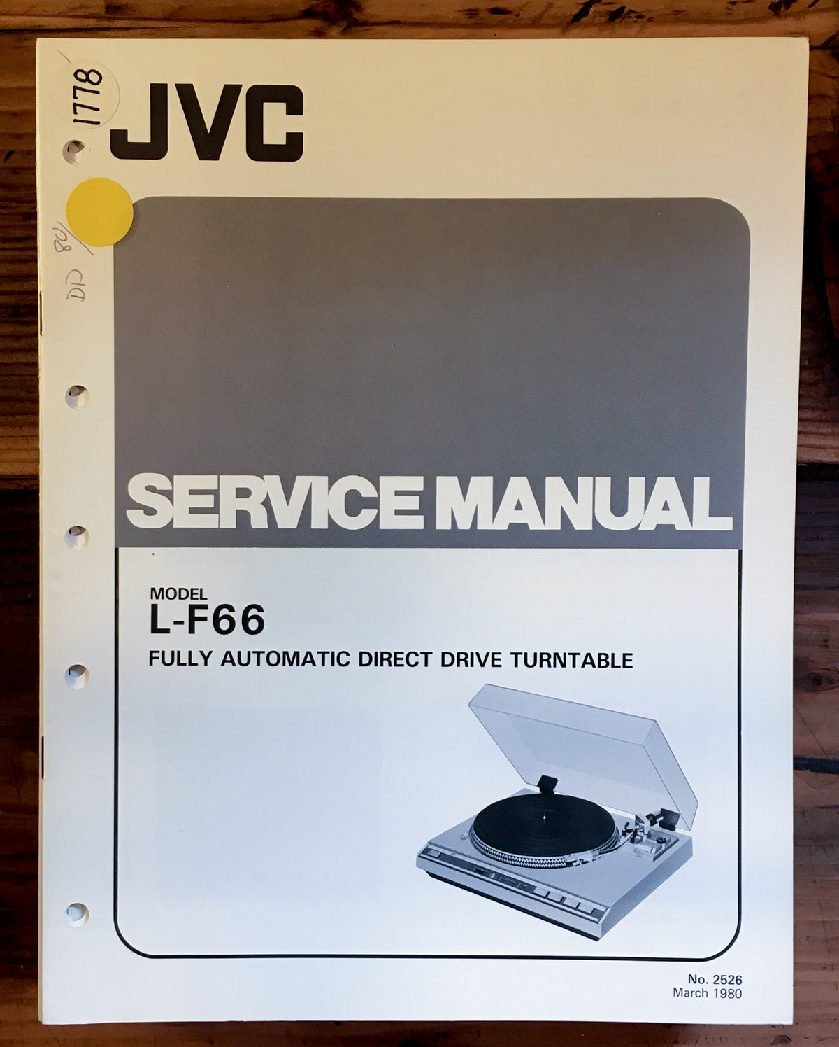 JVC L-F66 Record Player / Turntable Service Manual *Original*
