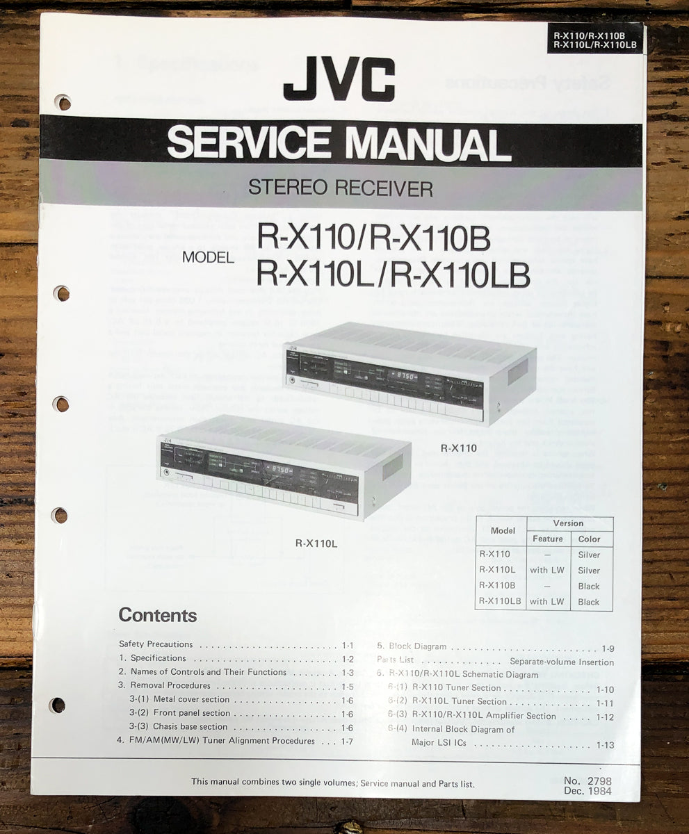 JVC R-X110 R-X110B Amplifier Service Manual *Original*