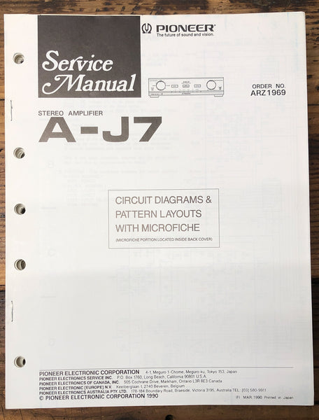 Pioneer A-J7 Amplifier  Service Manual *Original*