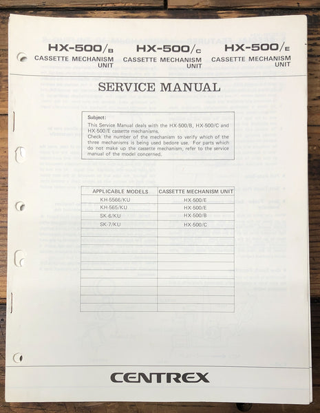 Pioneer HX-500 Cassette Mechanism  Service Manual *Original*