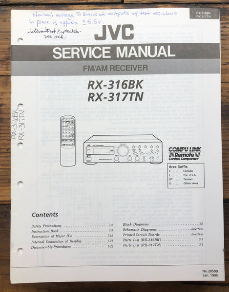 JVC RX-316 RX-317 BK TN Receiver Owner & Service Manual  *Original*