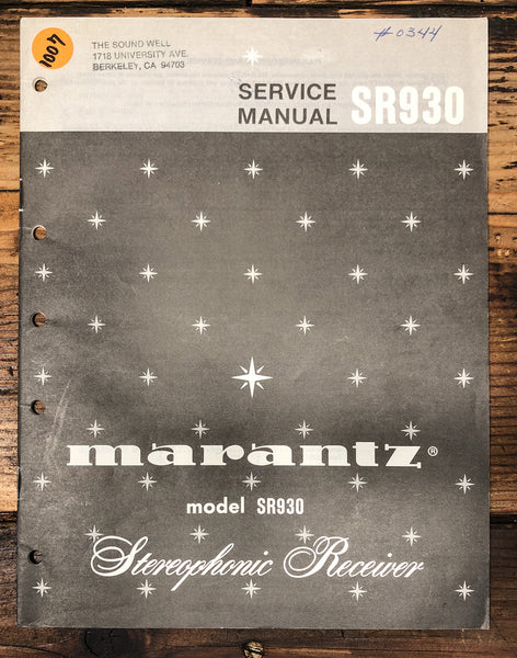 Pioneer SR930 SR-930 Receiver Service Manual *Original*