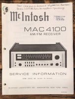 McIntosh MAC 4100 Receiver  Service Manual *Original* #3