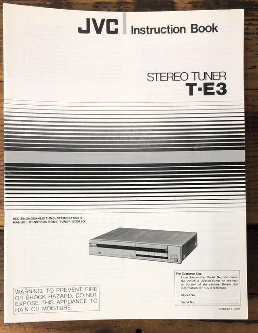 JVC T-E3 Tuner  Owner / User Manual *Original*